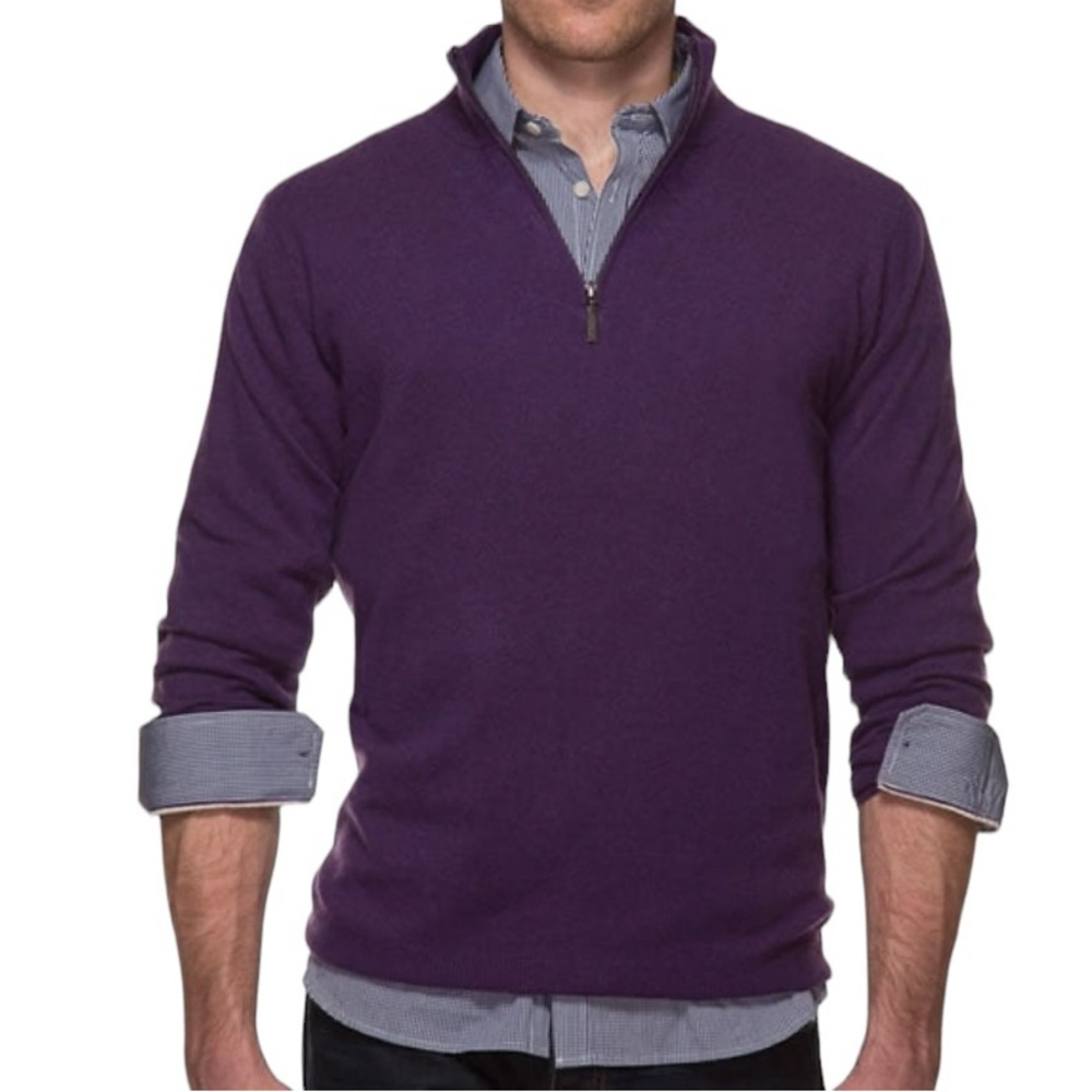 DENVER HAYES  Knit Half Zip Sweater Pullover Sweater